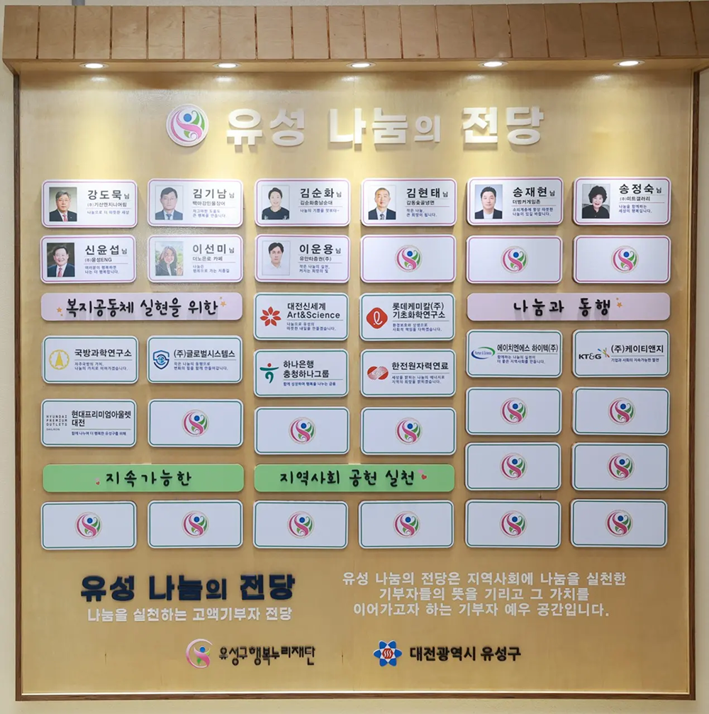 유성구청 3층 복도에 설치된 유성 나눔의전당 전경
